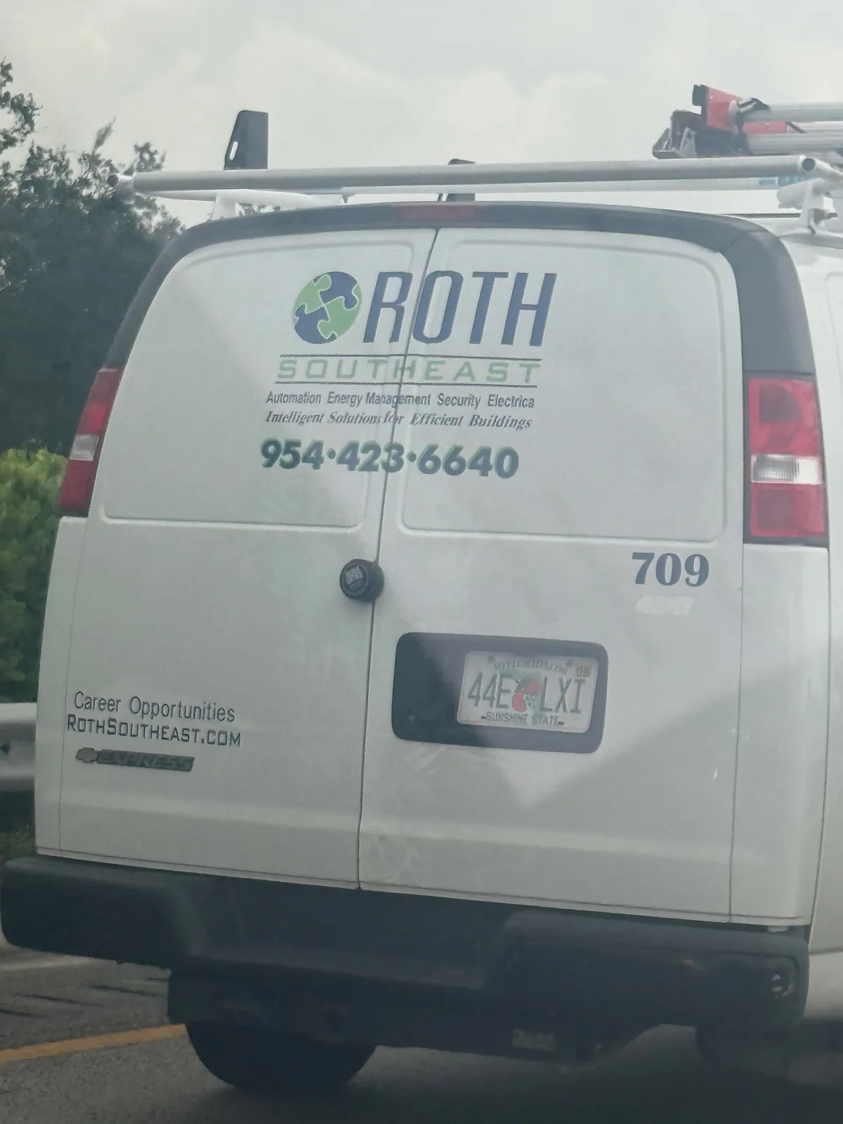 Roth Southeast work vehicle displaying business contact information